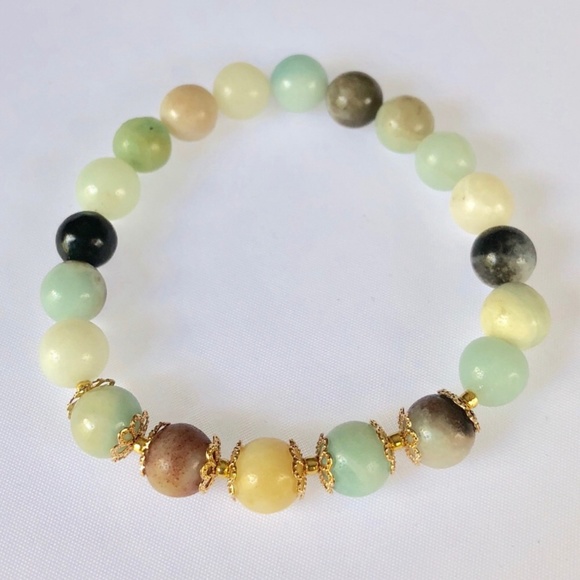 Amazonite Gemstone Blue Beaded Bracelet-1010 - Picture 5 of 5